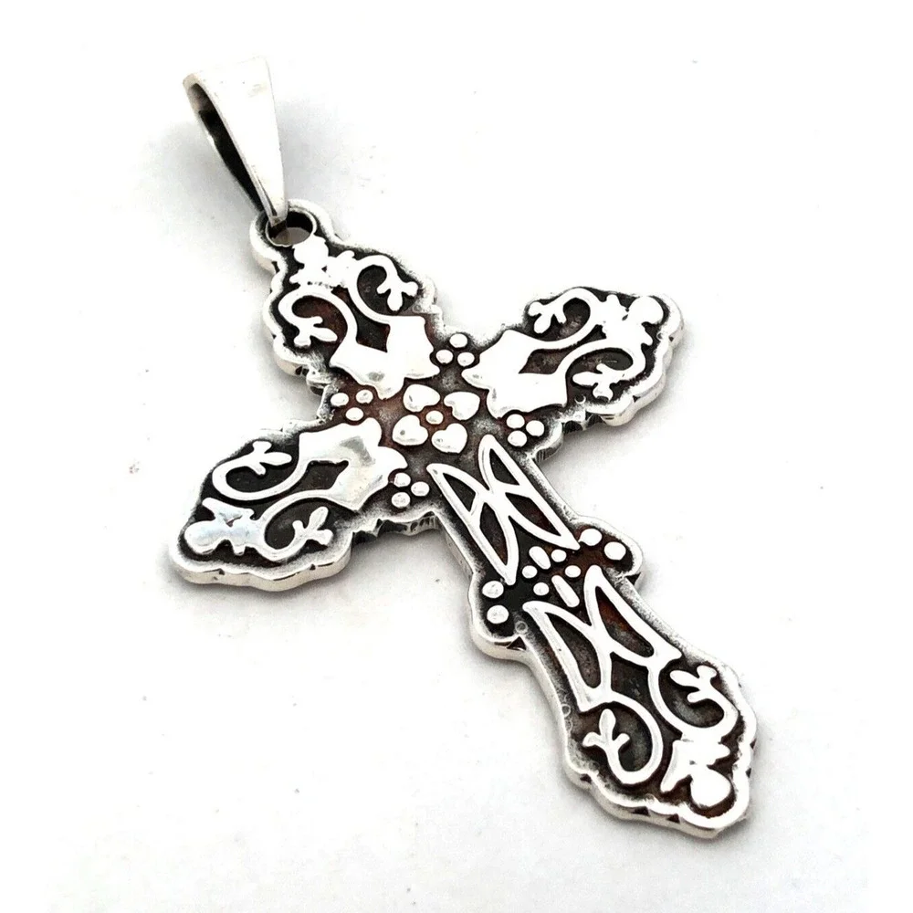 Designer CII Mexico 925 Sterling Silver Statement Cross Pendant - Picture 2 of 9